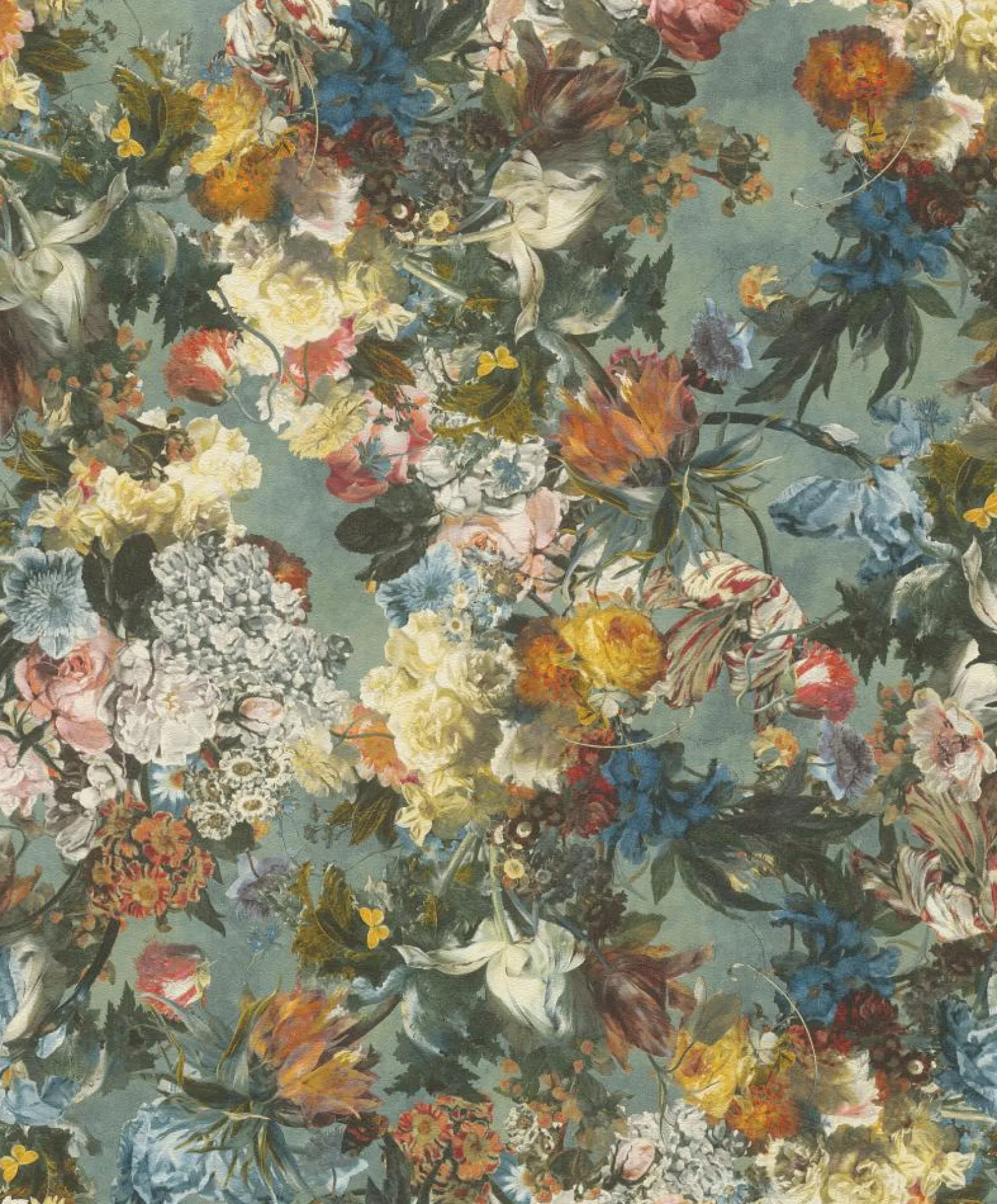Vliestapete Rasch Passepartout Blumen blau bunt 605655