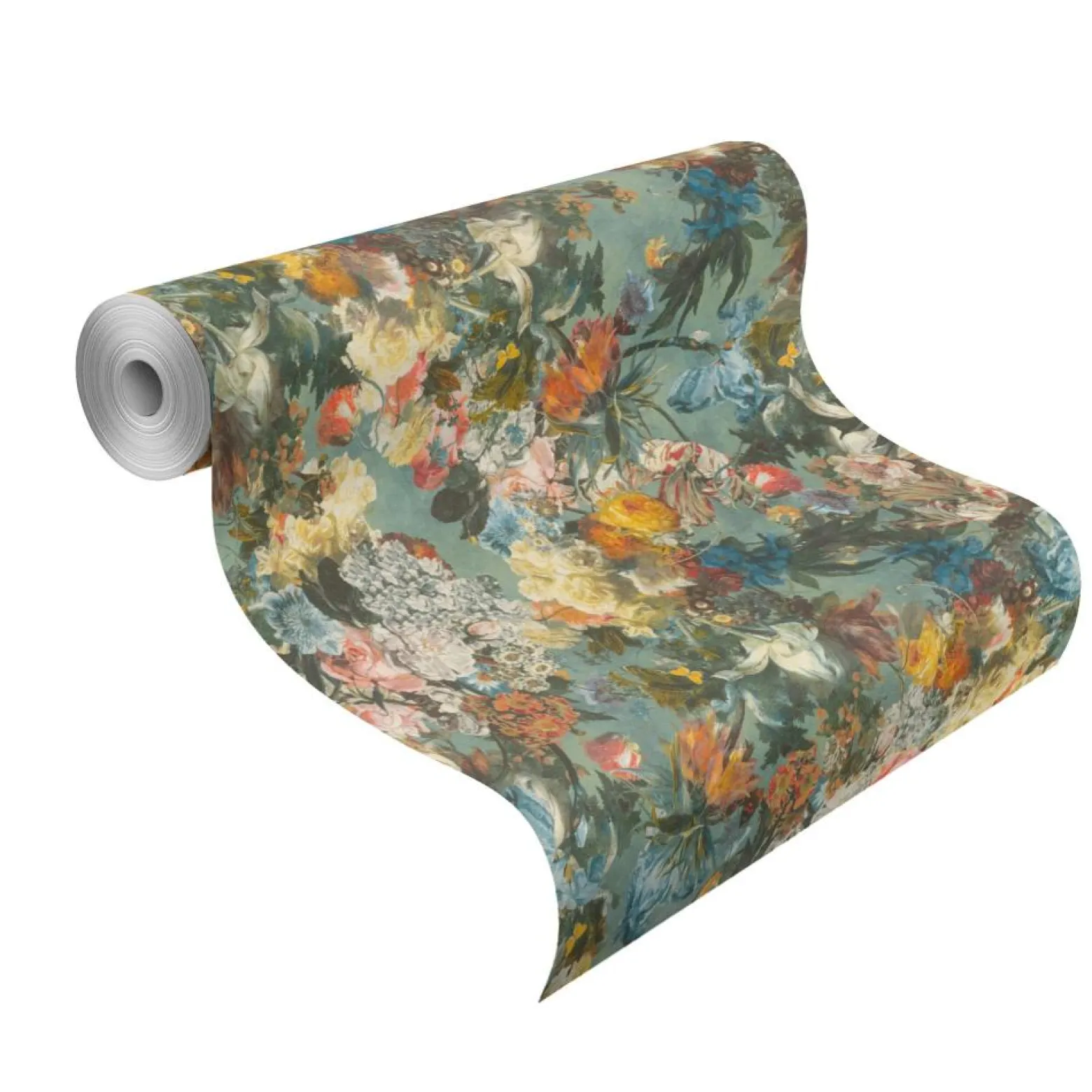 Vliestapete Rasch Passepartout Blumen blau bunt 605655