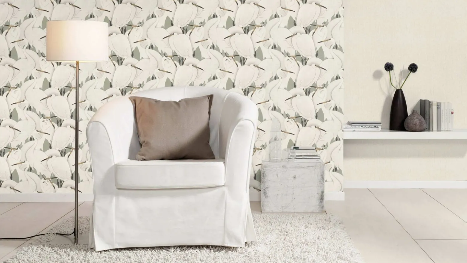 Vliestapete Rasch Textil-Design weiß-grau 407921