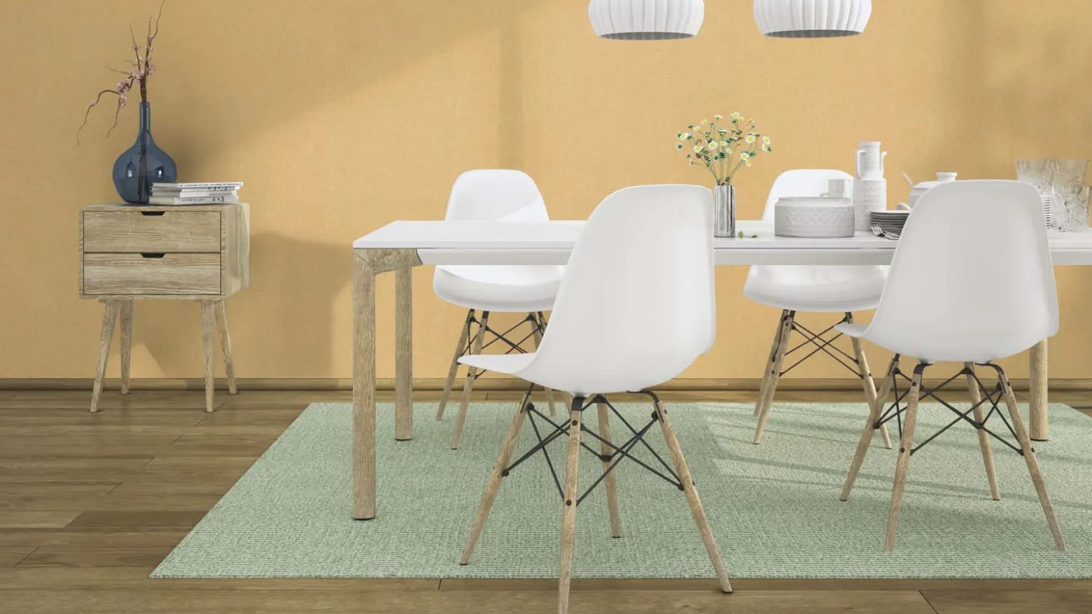 Vliestapete Rasch Textil Optik Uni Gelb 633559