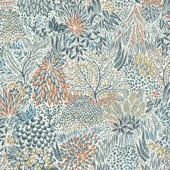 Vliestapete Rasch Tropen Illustration Weiß Blau 866124