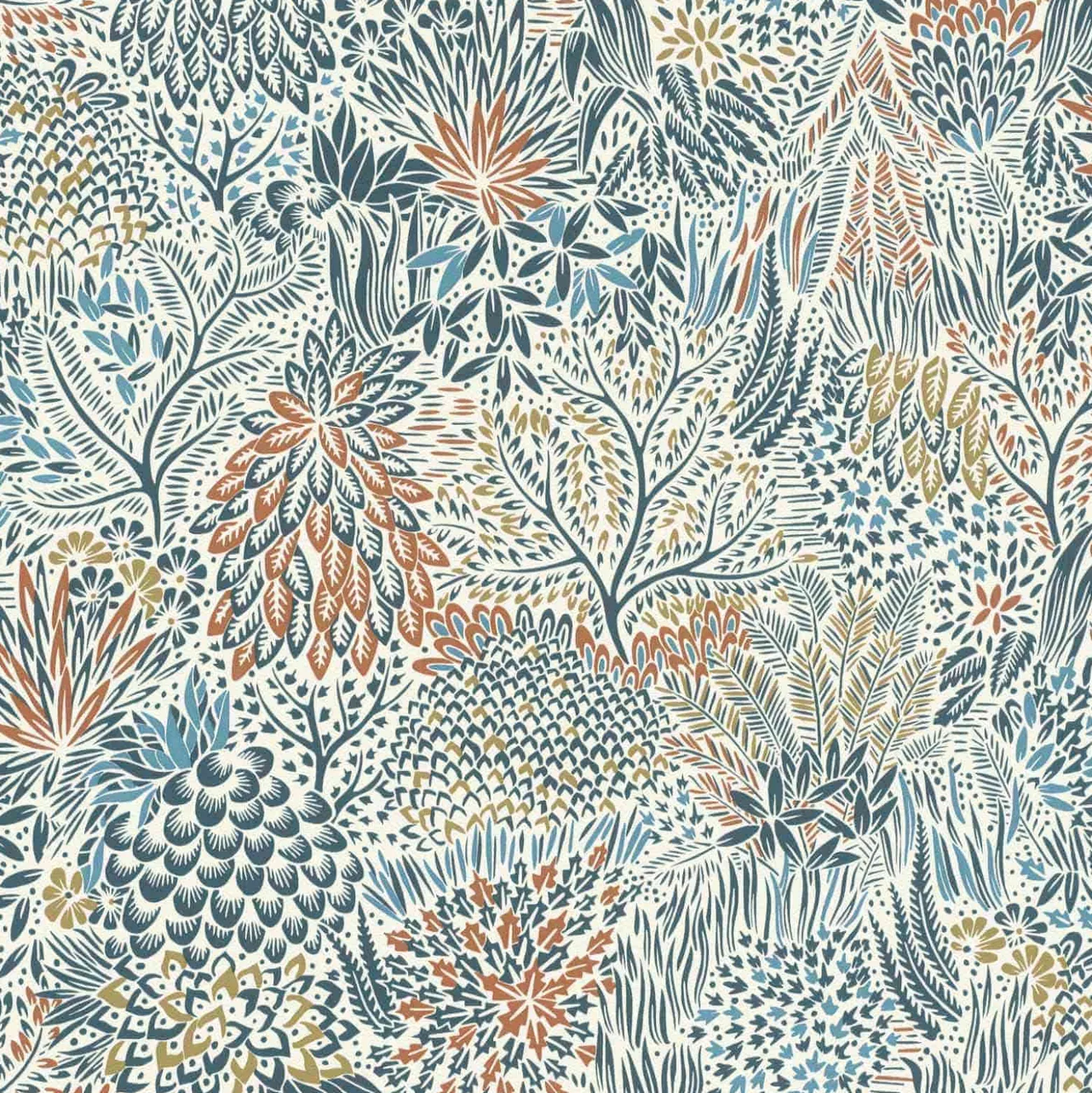 Vliestapete Rasch Tropen Illustration Weiß Blau 866124