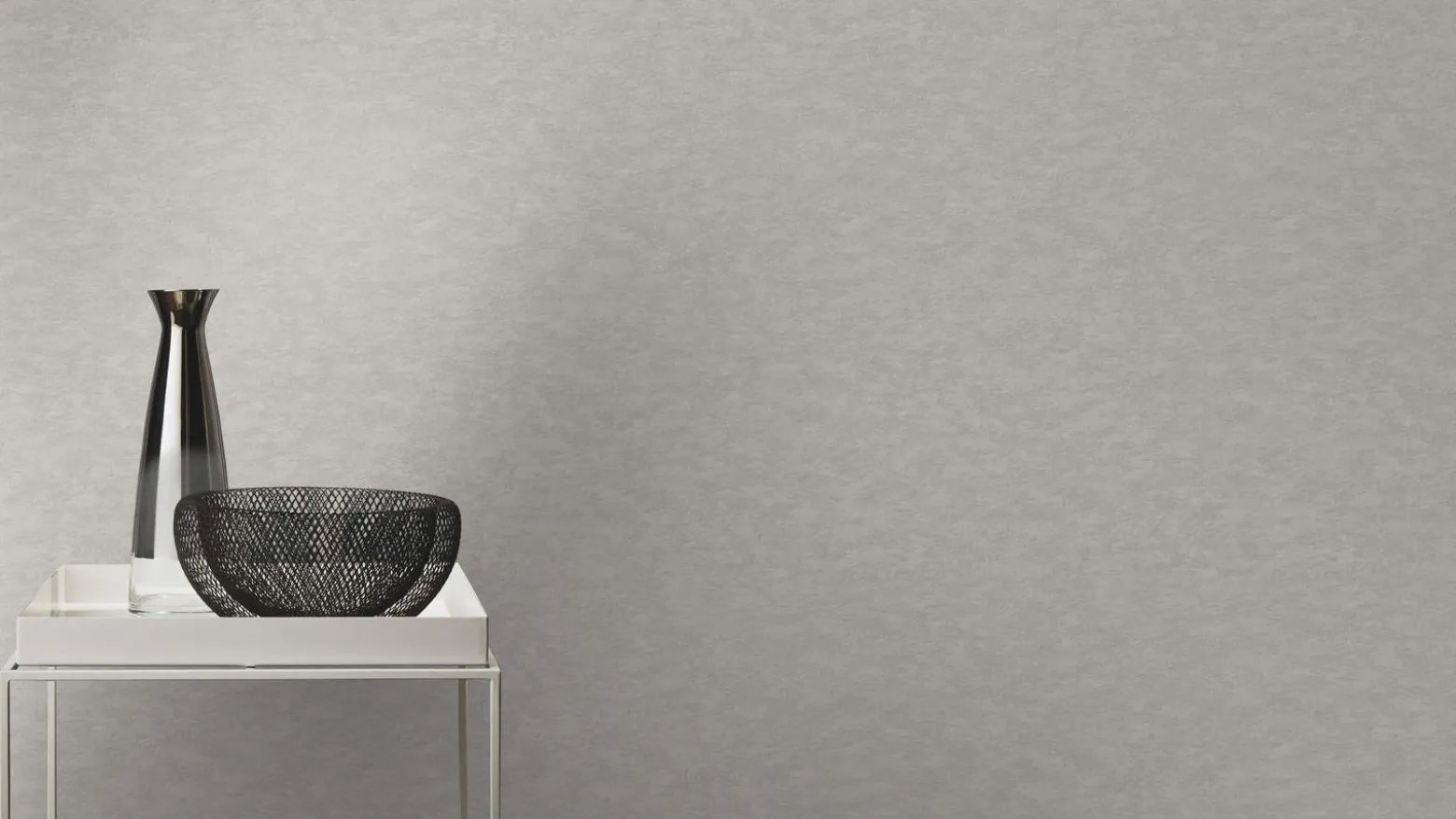 Vliestapete Rasch Uni-Design silber-grau Metallic 420647