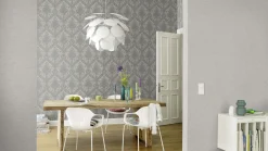 Vliestapete Rasch Uni-Design silber-grau Metallic 420647