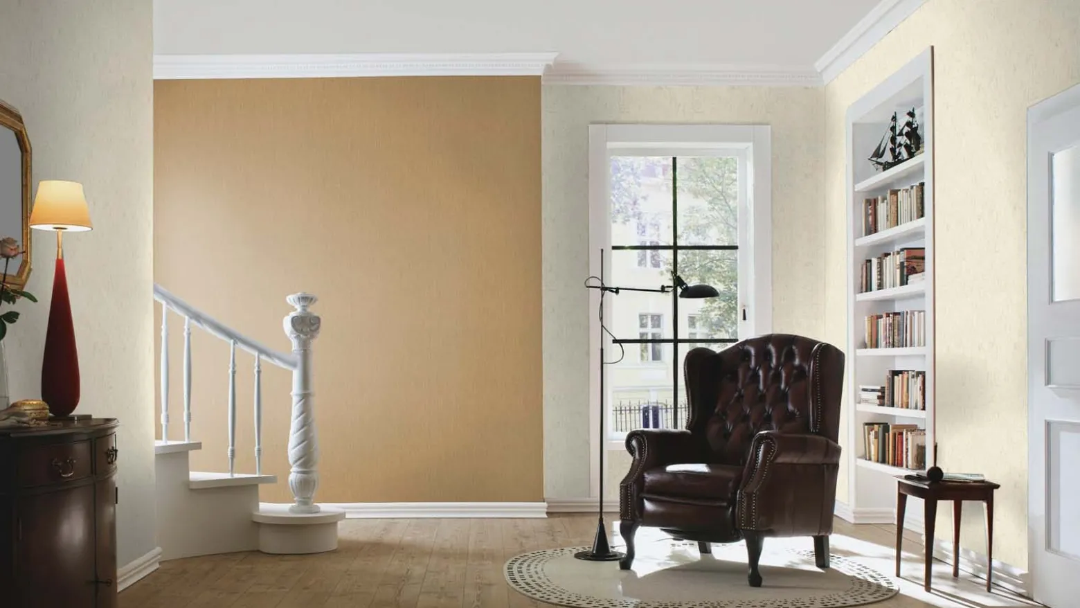Vliestapete 537703 Rasch Uni Linien Gold