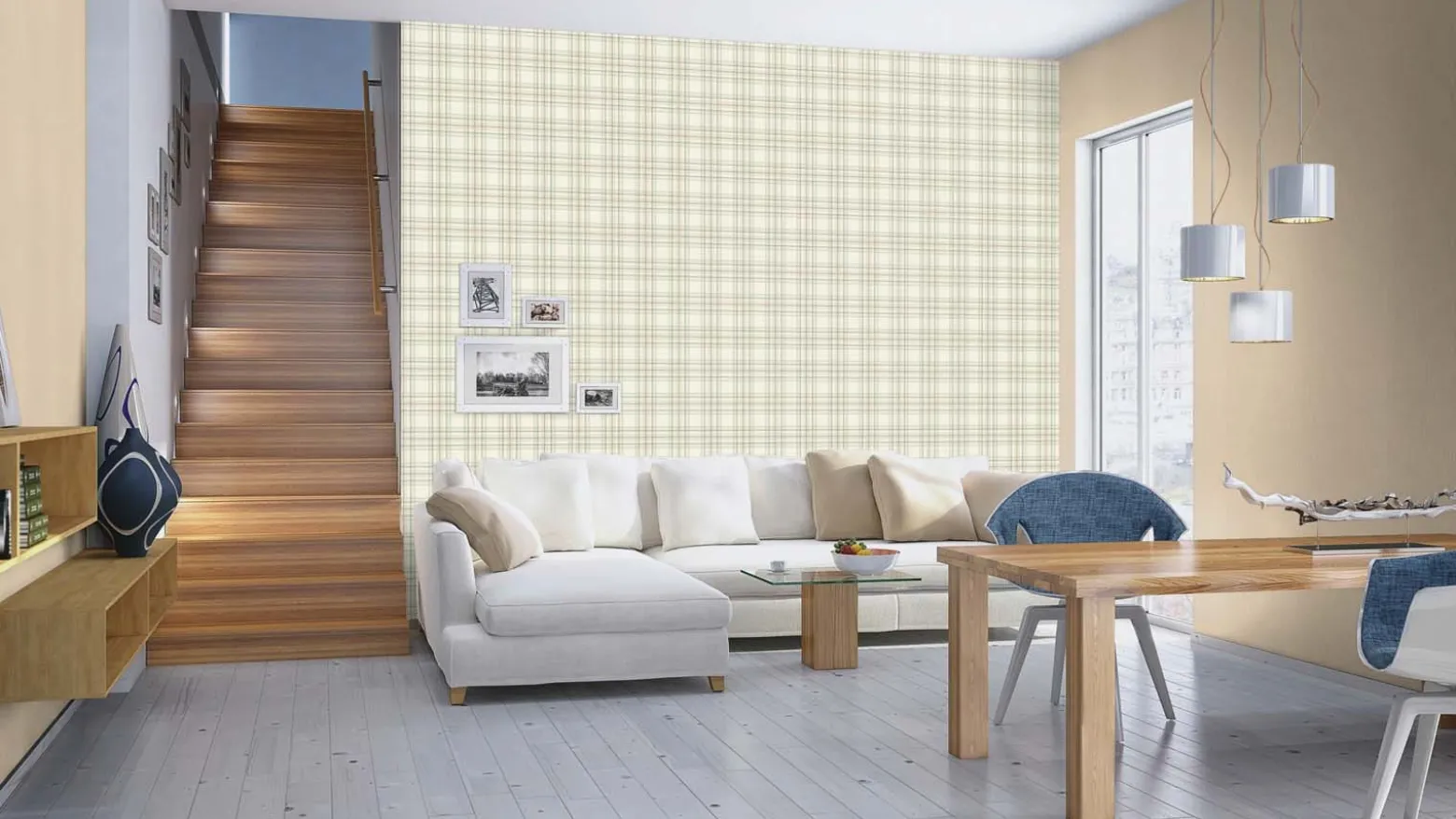 Vliestapete 537635 Rasch Uni Linien Beige