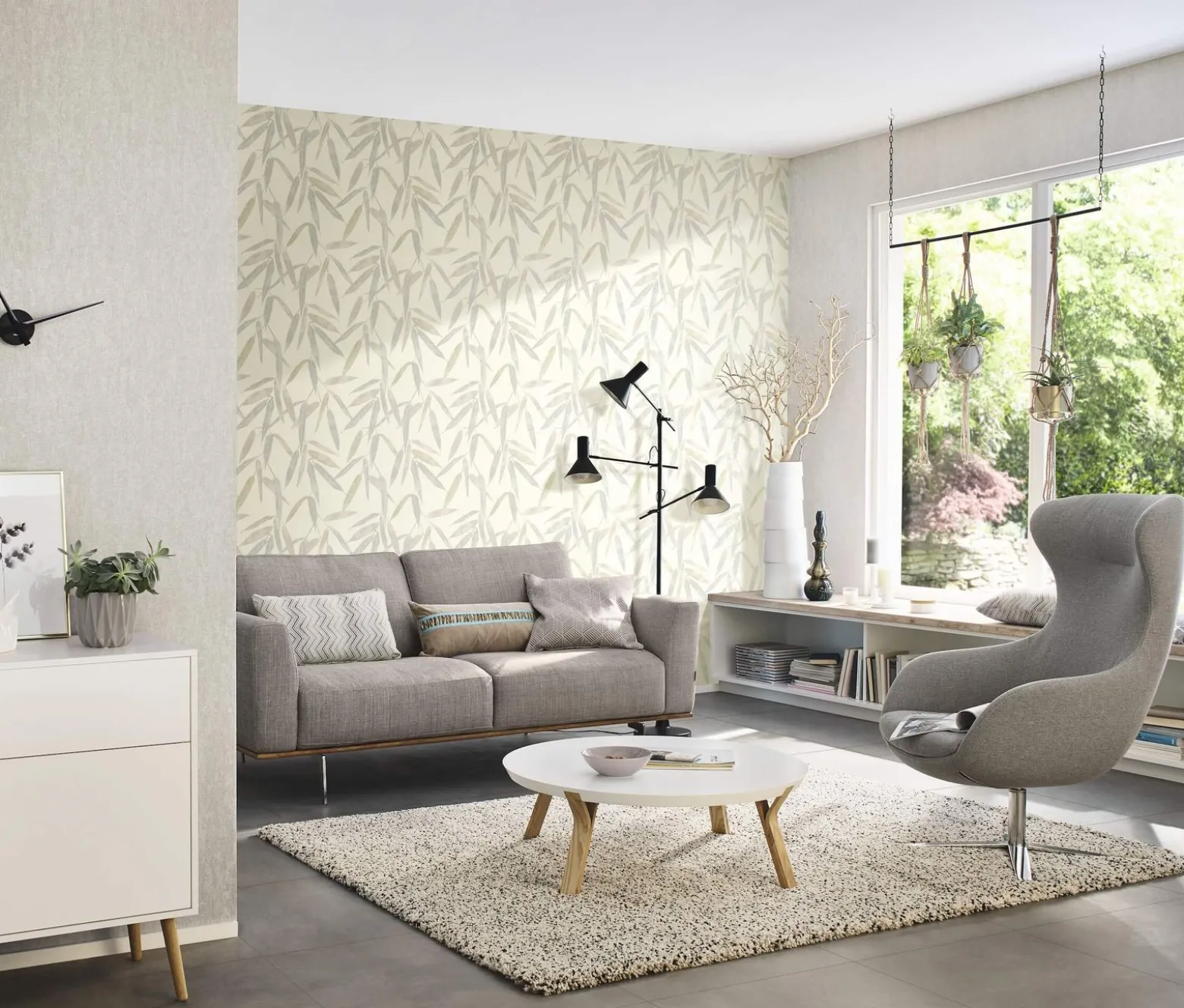 Vliestapete Rasch Uni Vintage-Stil hellgrau 402353