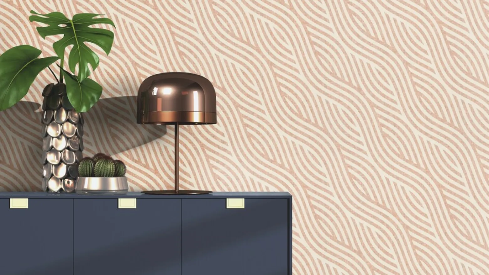 Vliestapete Rasch Wellen-Muster rot-orange beige 704549