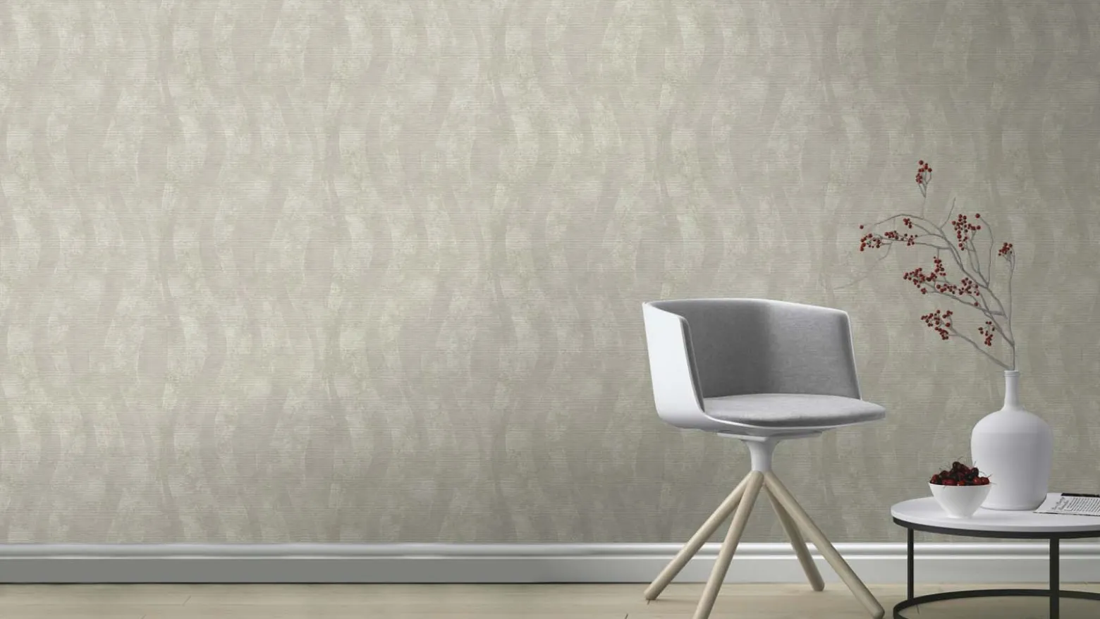 Vliestapete Rasch Wellen Muster Taupe Weiß 315813
