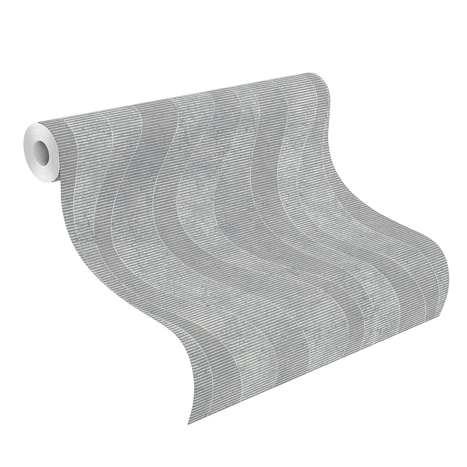 Vliestapete Rasch Wellen Muster Grau Glitzer 315820
