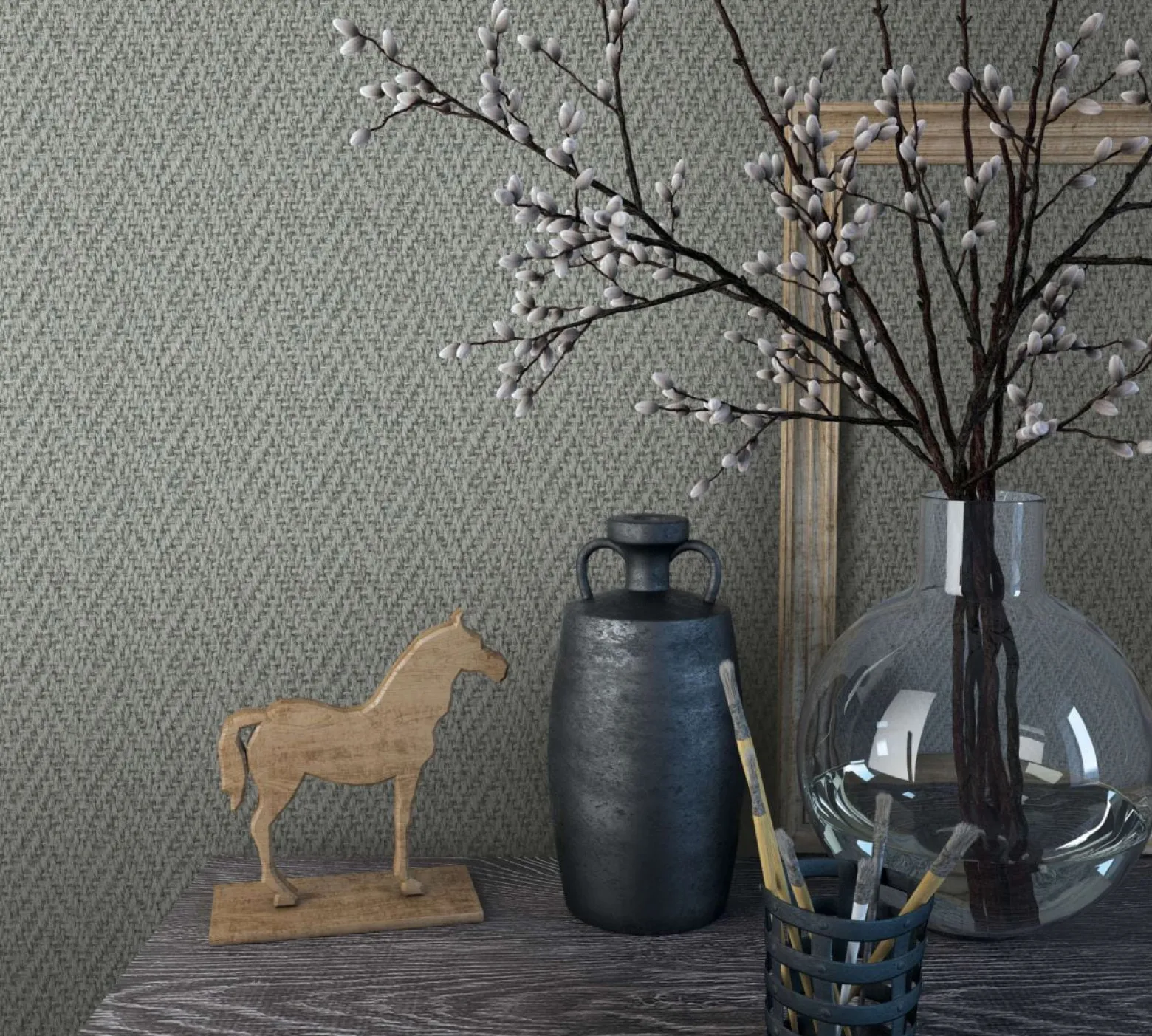 Vliestapete Rattan Flecht Optik grau Marburg 59304