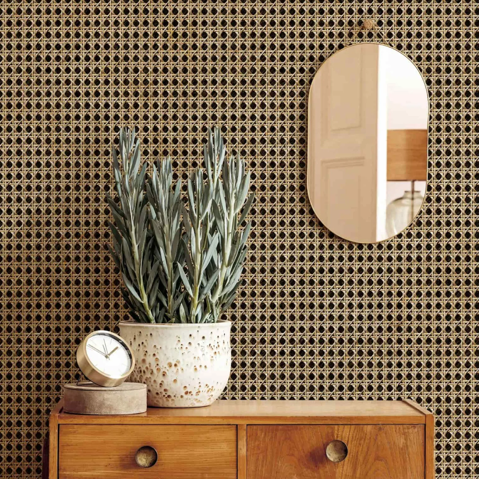 Vliestapete Rattan Optik 3D-Effekt Braun Beige 45751