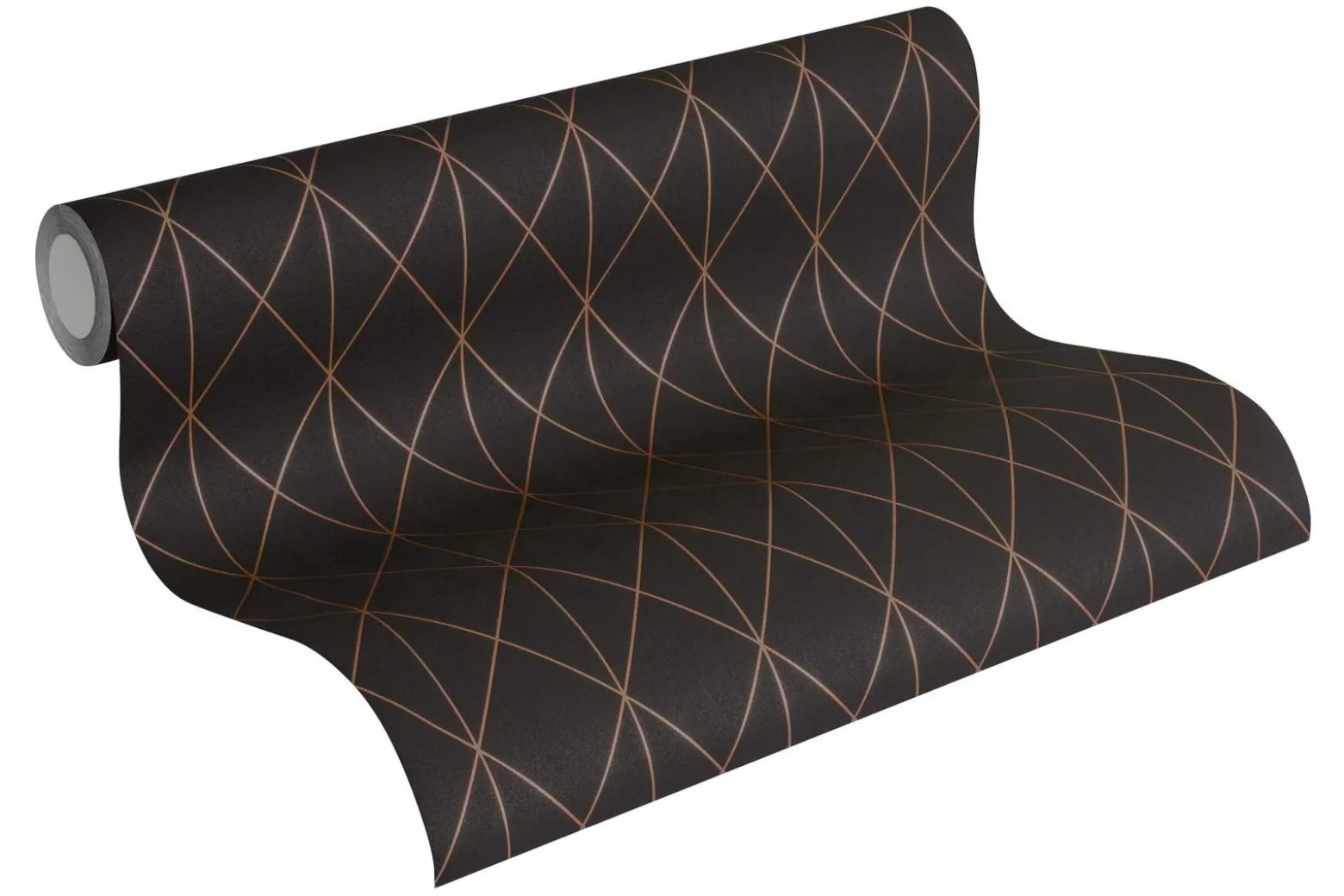 Vliestapete Rauten Grafik schwarz gold Glanz AS 36575-4