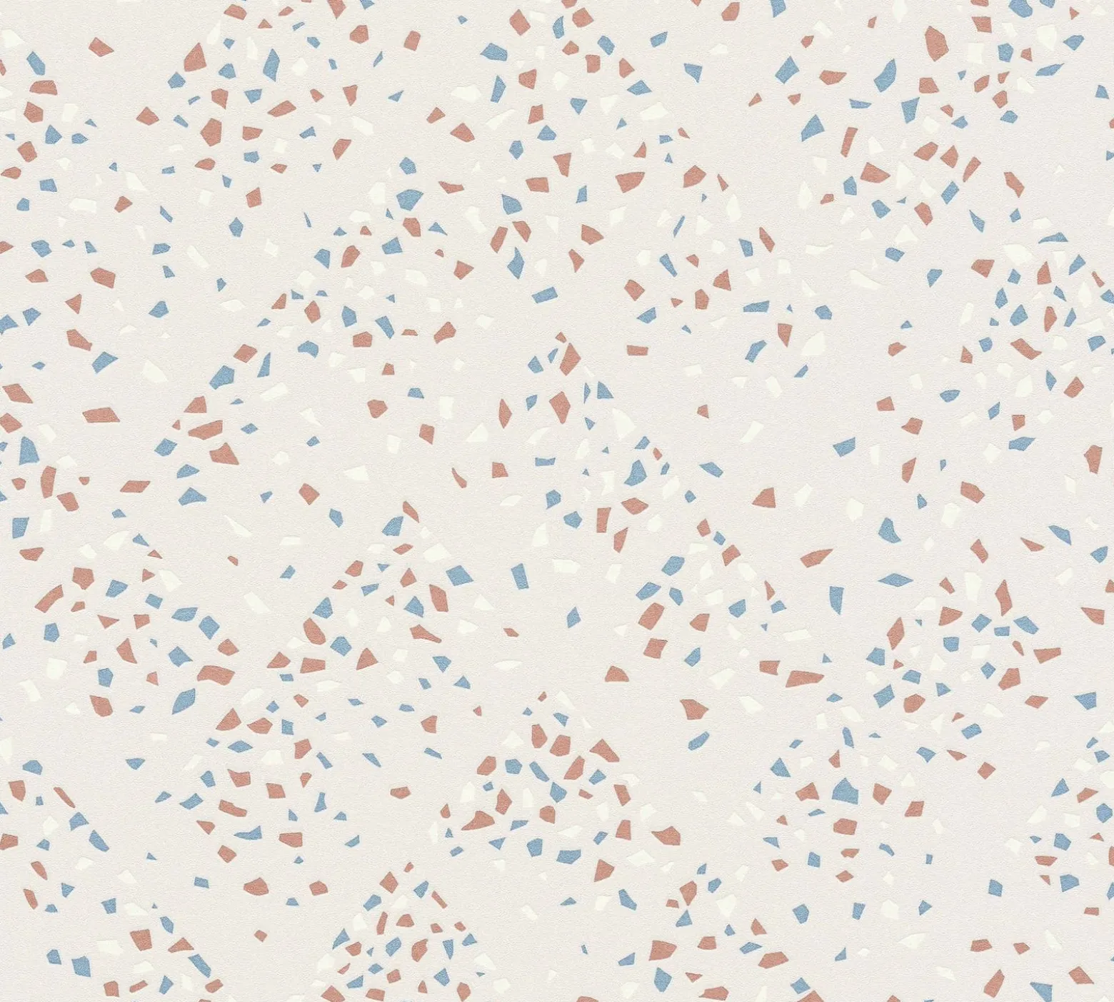 Vliestapete Rauten grauweiß kupfer blau Glanz 37394-3