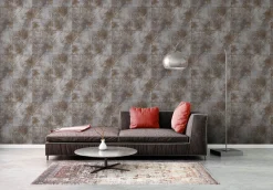 Vliestapete Rauten Muster Grau Gold Metallic 38976-4