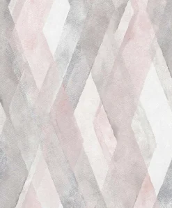 Vliestapete Rauten-Muster Grafisch rosa grau 32449