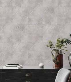 Vliestapete Rauten Muster Grau Silber Metallic 38976-1