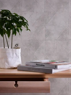 Vliestapete Rauten Muster Grau Silber Metallic 38976-1