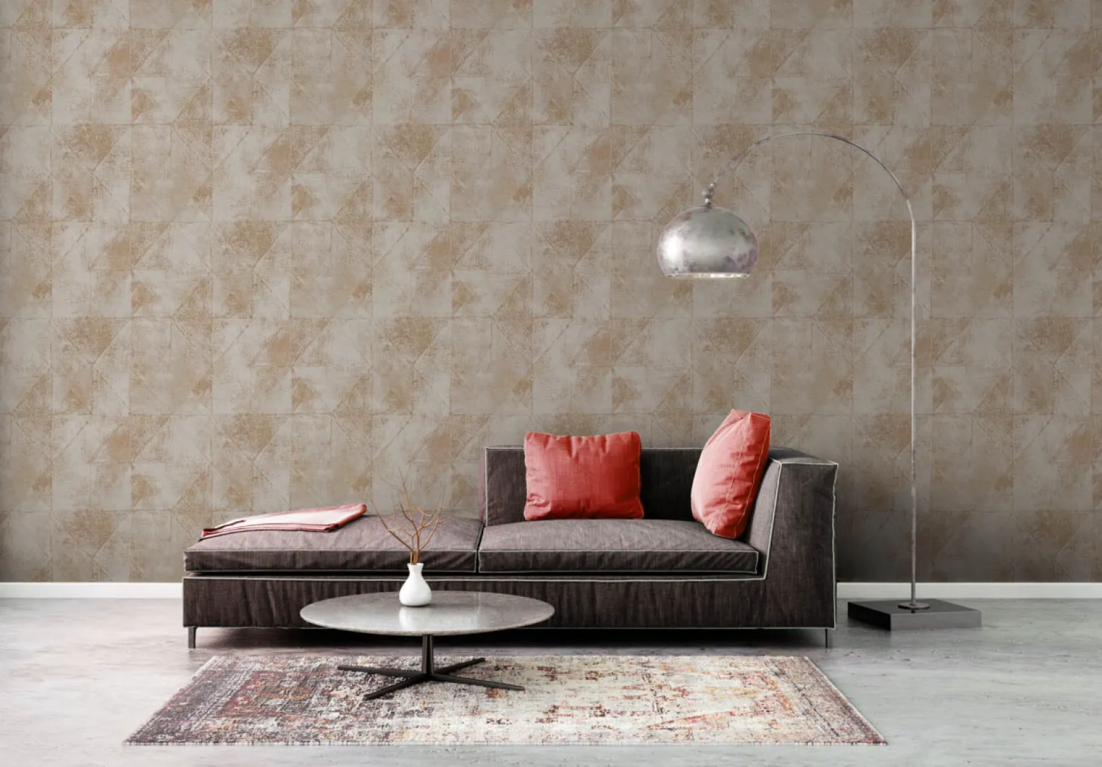 Vliestapete Rauten Muster Hellgrau Gold Metallic 38976-5