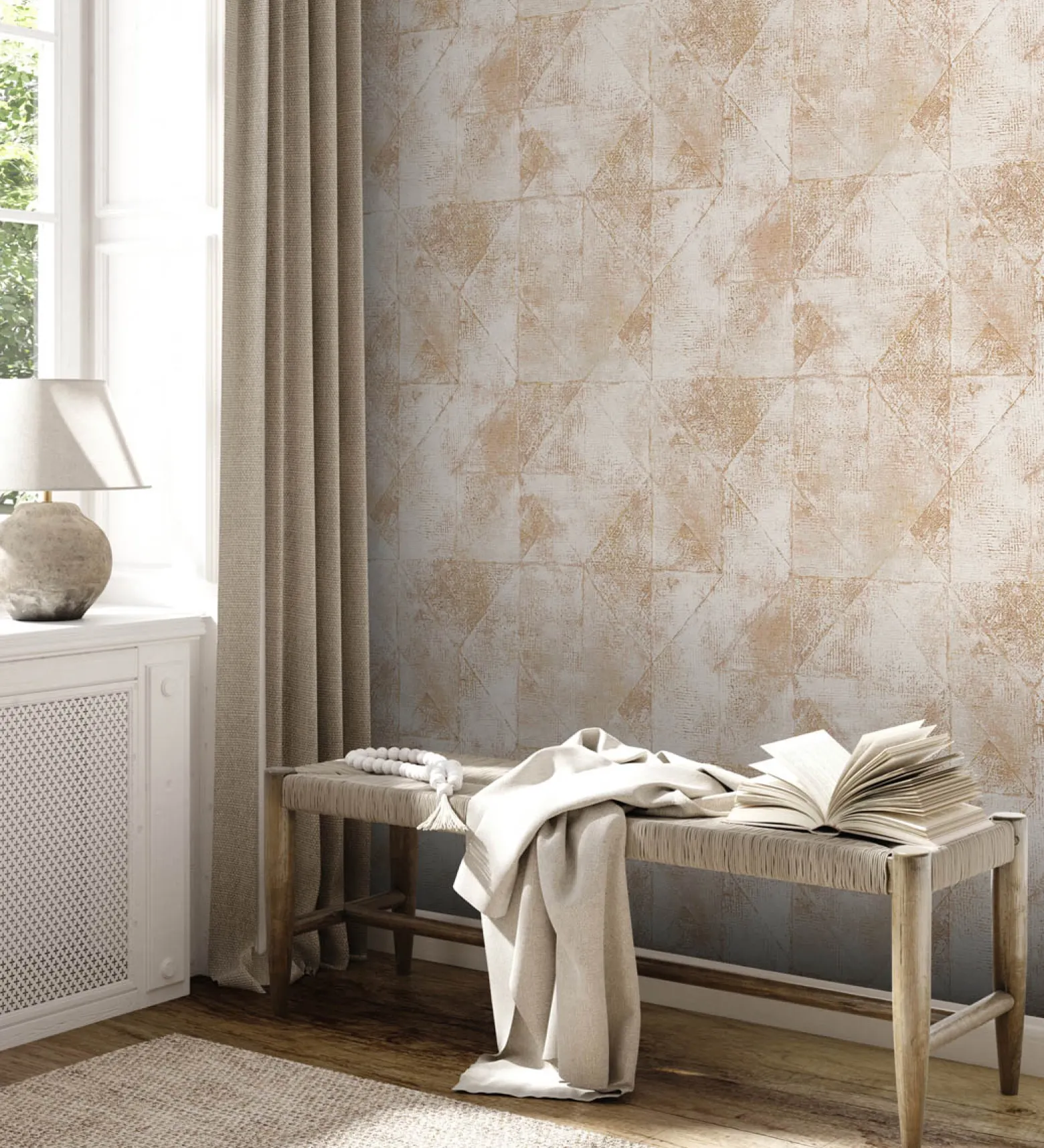 Vliestapete Rauten Muster Hellgrau Gold Metallic 38976-5