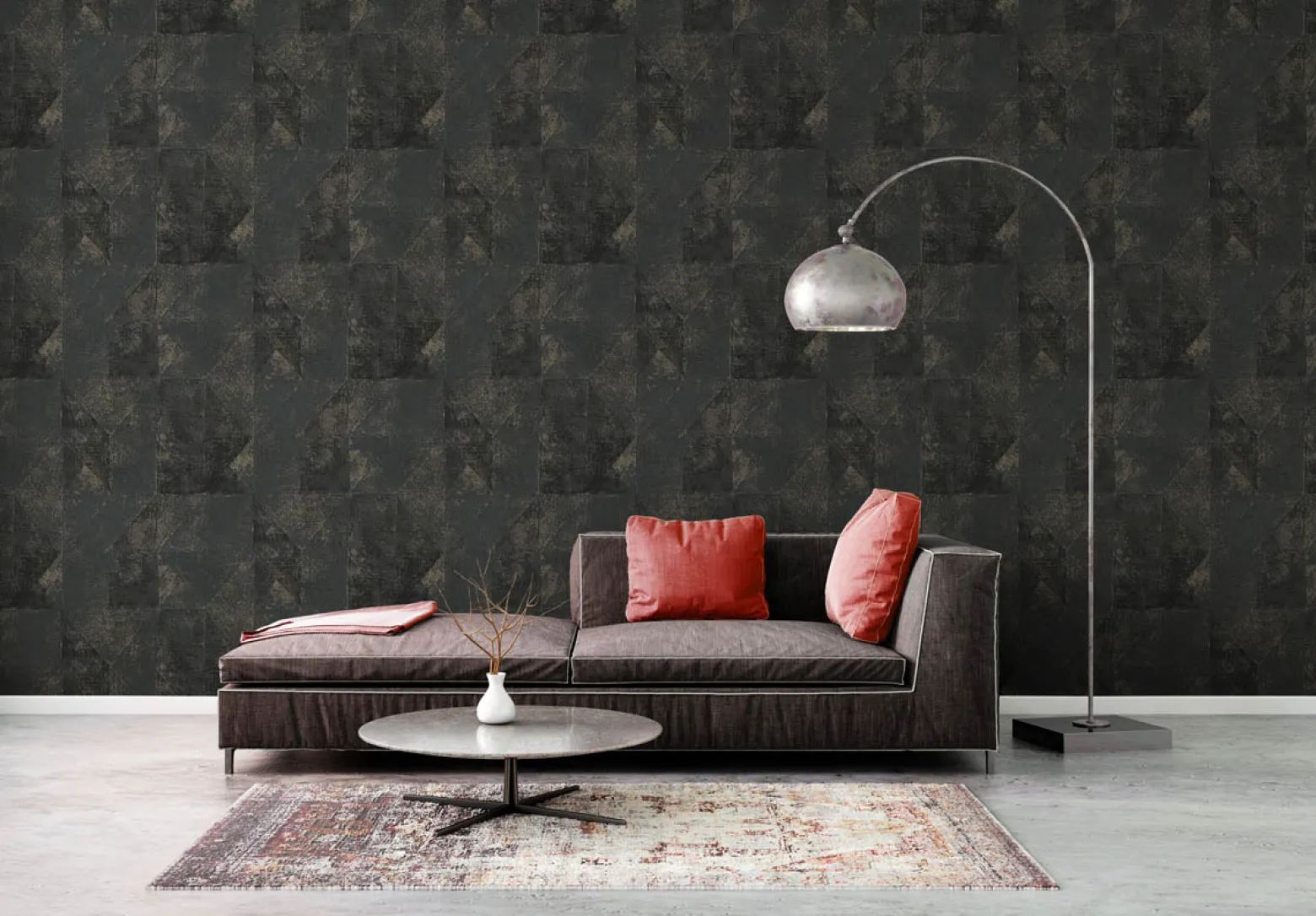 Vliestapete Rauten Muster Schwarz Gold Metallic 38976-7