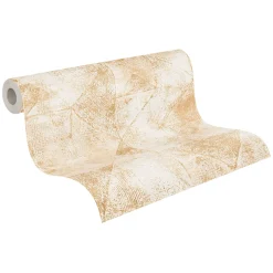 Vliestapete Rauten Muster Weiß Gold Metallic 38976-2