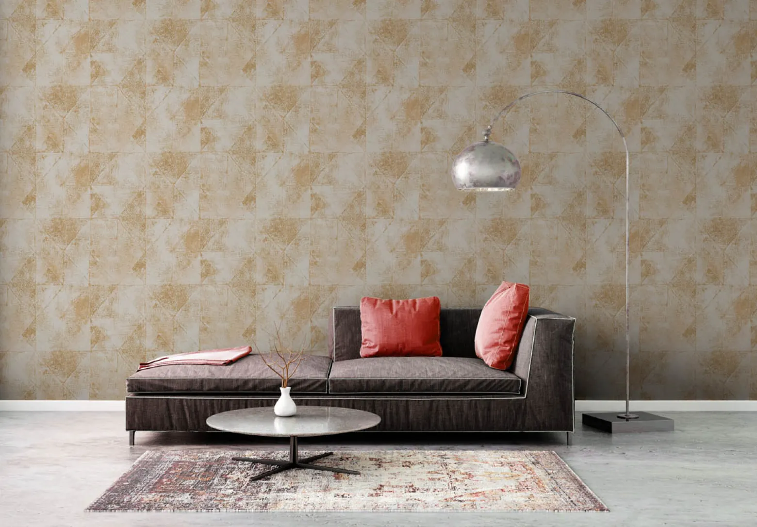 Vliestapete Rauten Muster Weiß Gold Metallic 38976-2