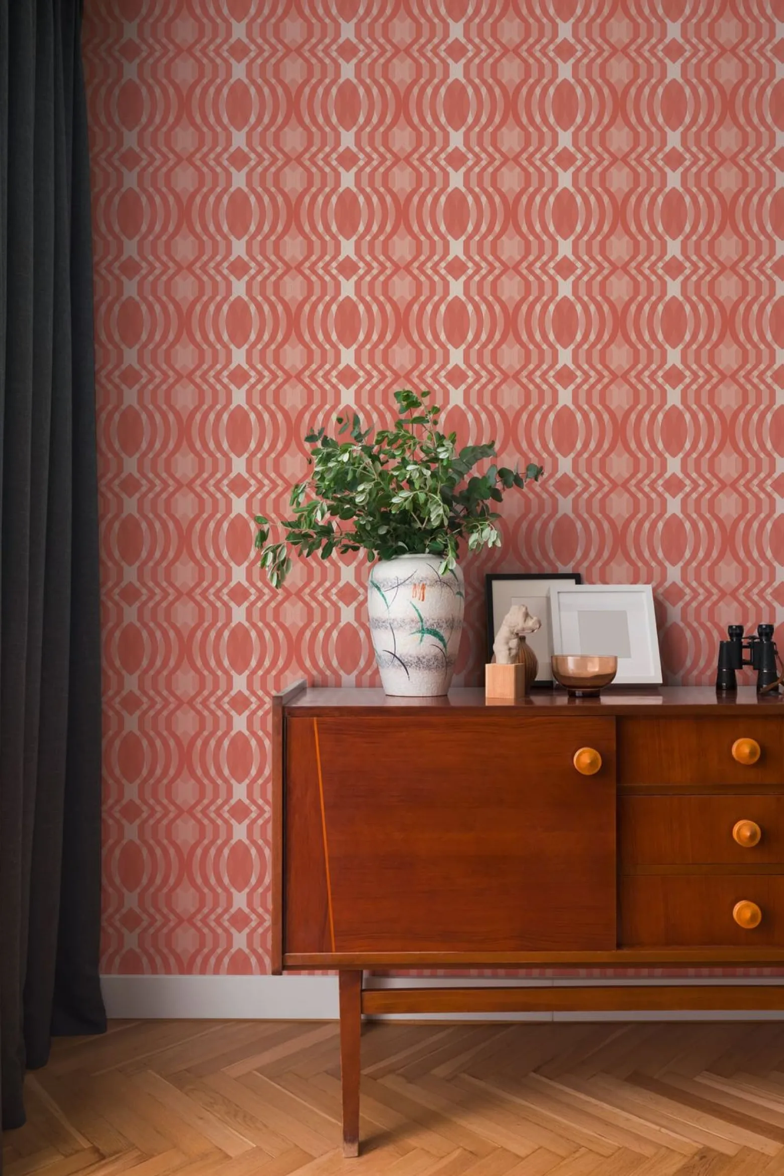 Vliestapete Rauten Oval Grafik Lila Apricot 39534-4