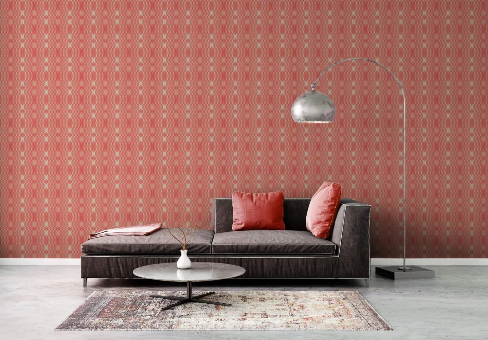 Vliestapete Rauten Oval Grafik Lila Apricot 39534-4