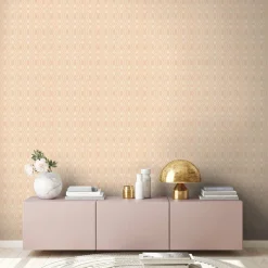 Vliestapete Rauten Oval Grafik Rosa Beige 39534-5