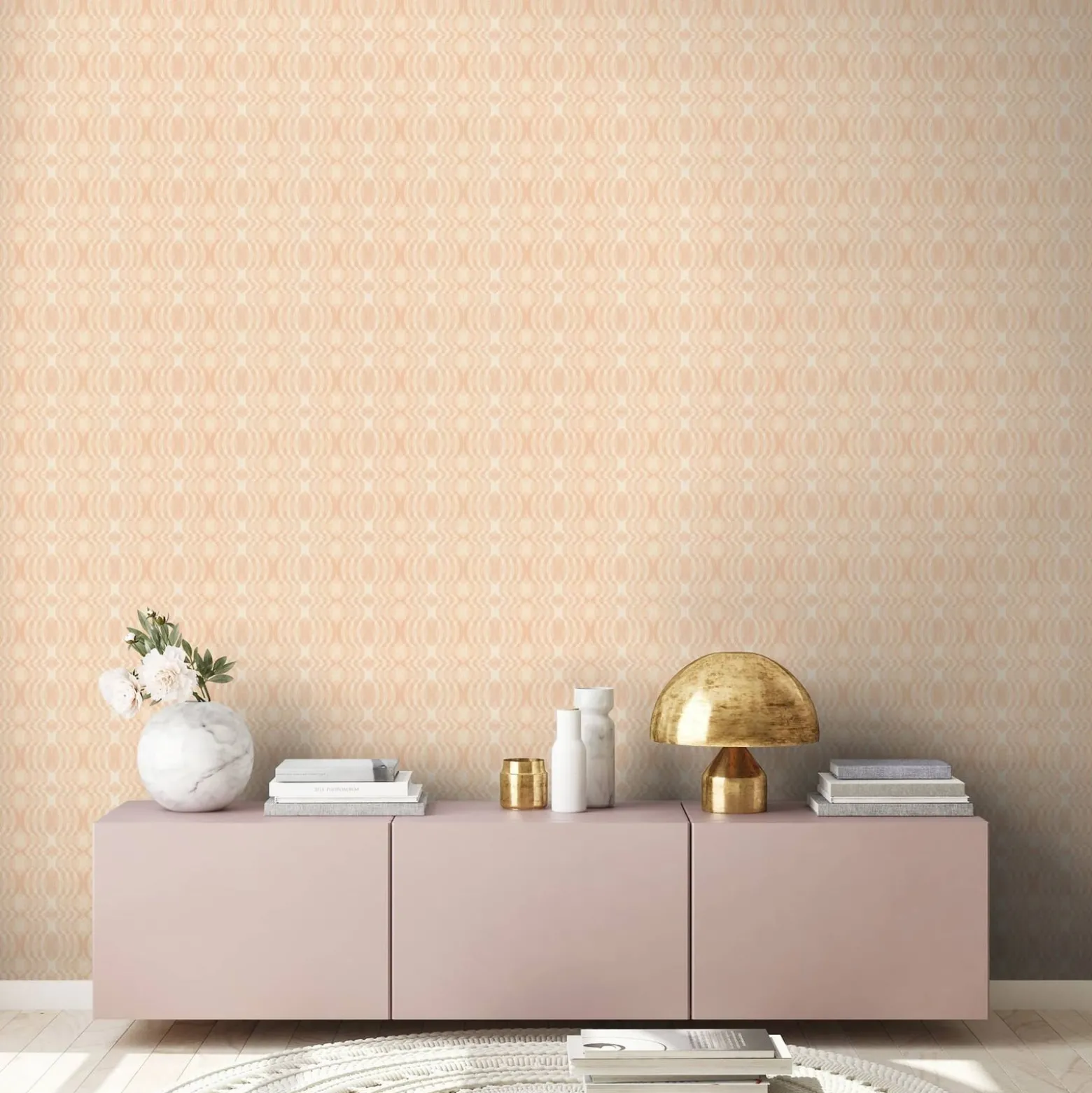 Vliestapete Rauten Oval Grafik Rosa Beige 39534-5