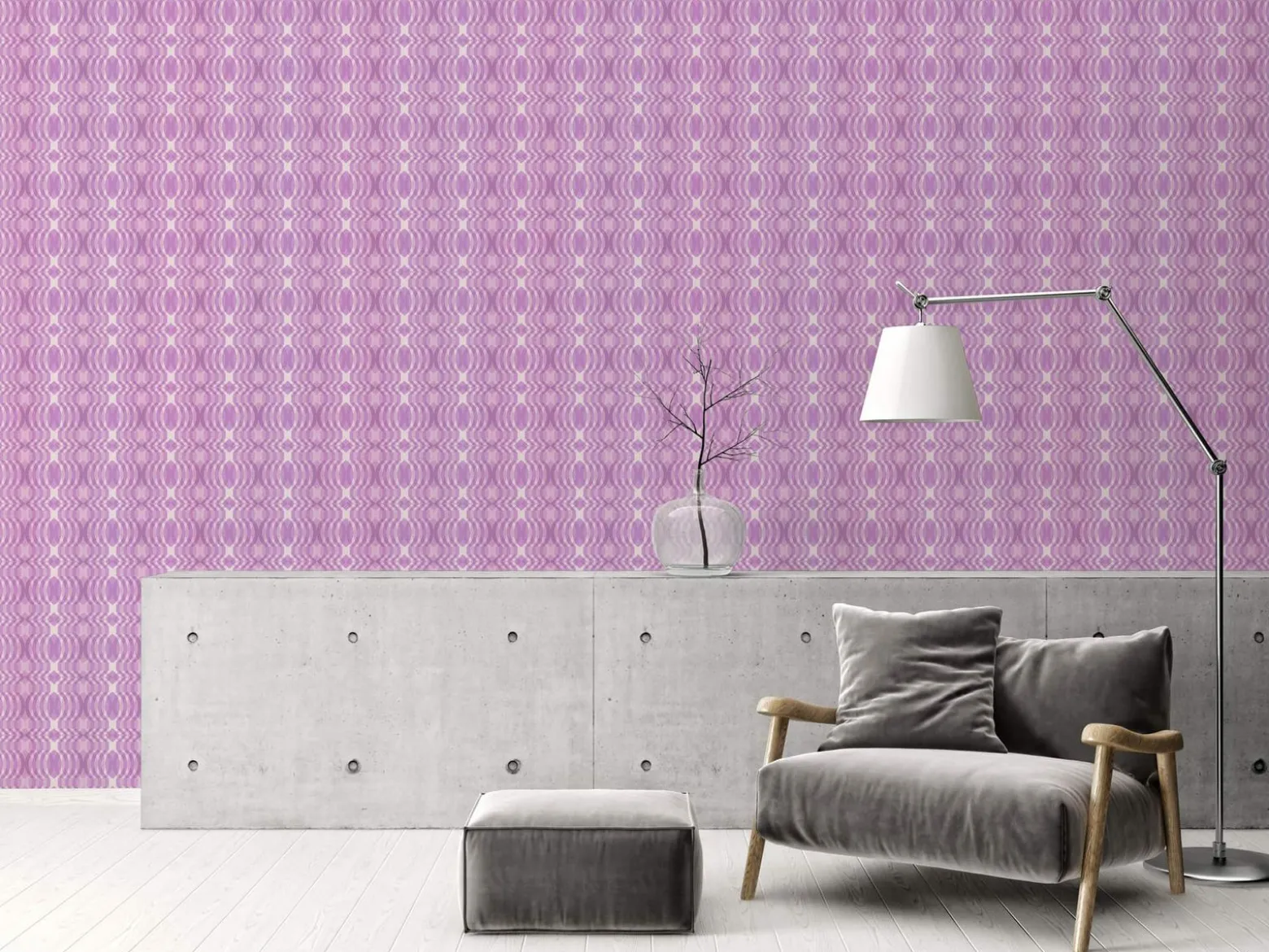 Vliestapete Rauten Oval Grafik Lila Weiß 39534-3