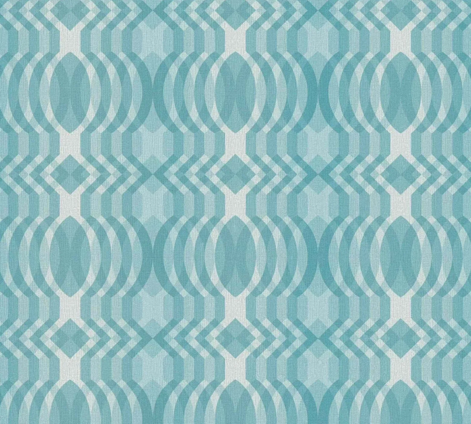 Vliestapete Rauten Oval Grafik Türkis Weiß 39534-2
