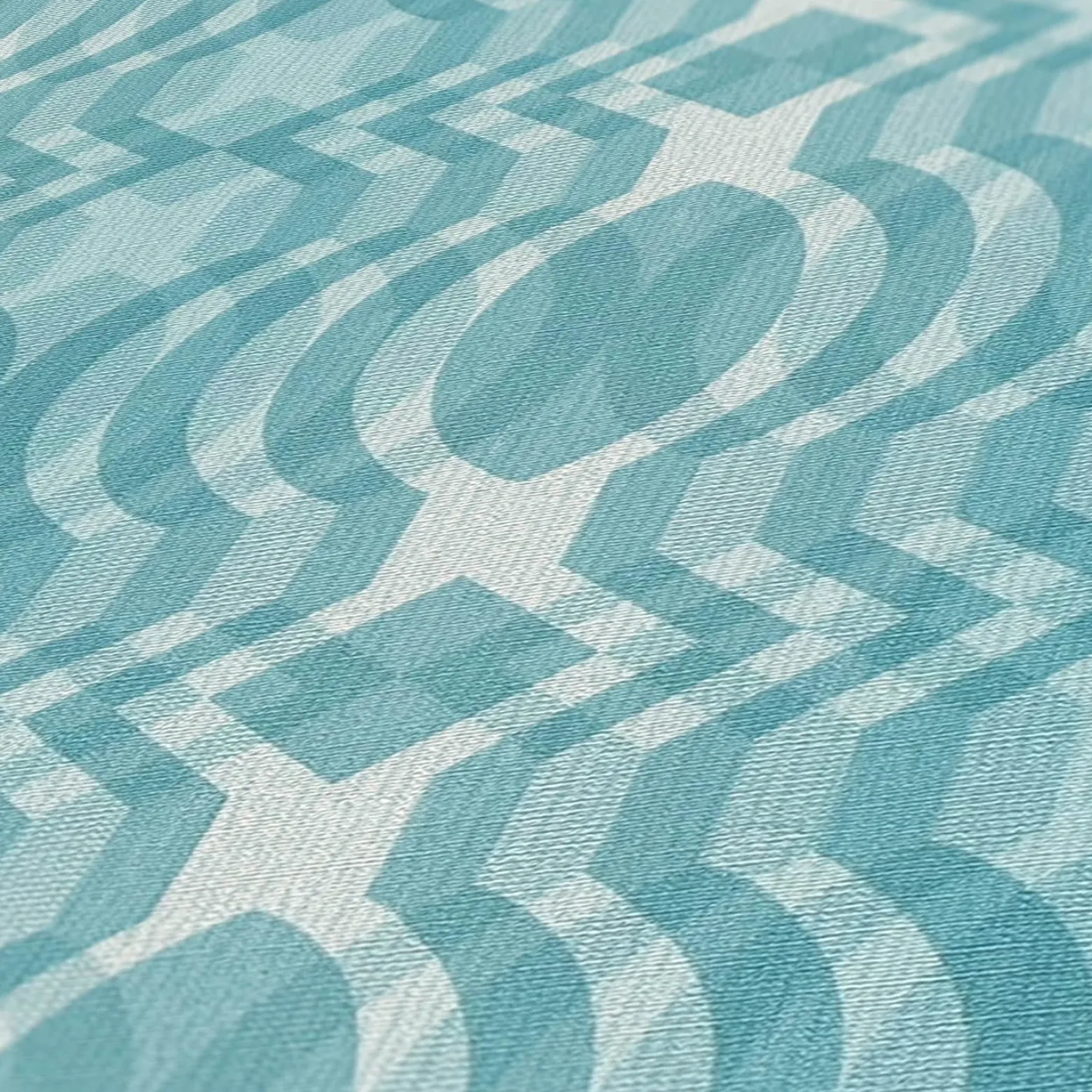 Vliestapete Rauten Oval Grafik Türkis Weiß 39534-2
