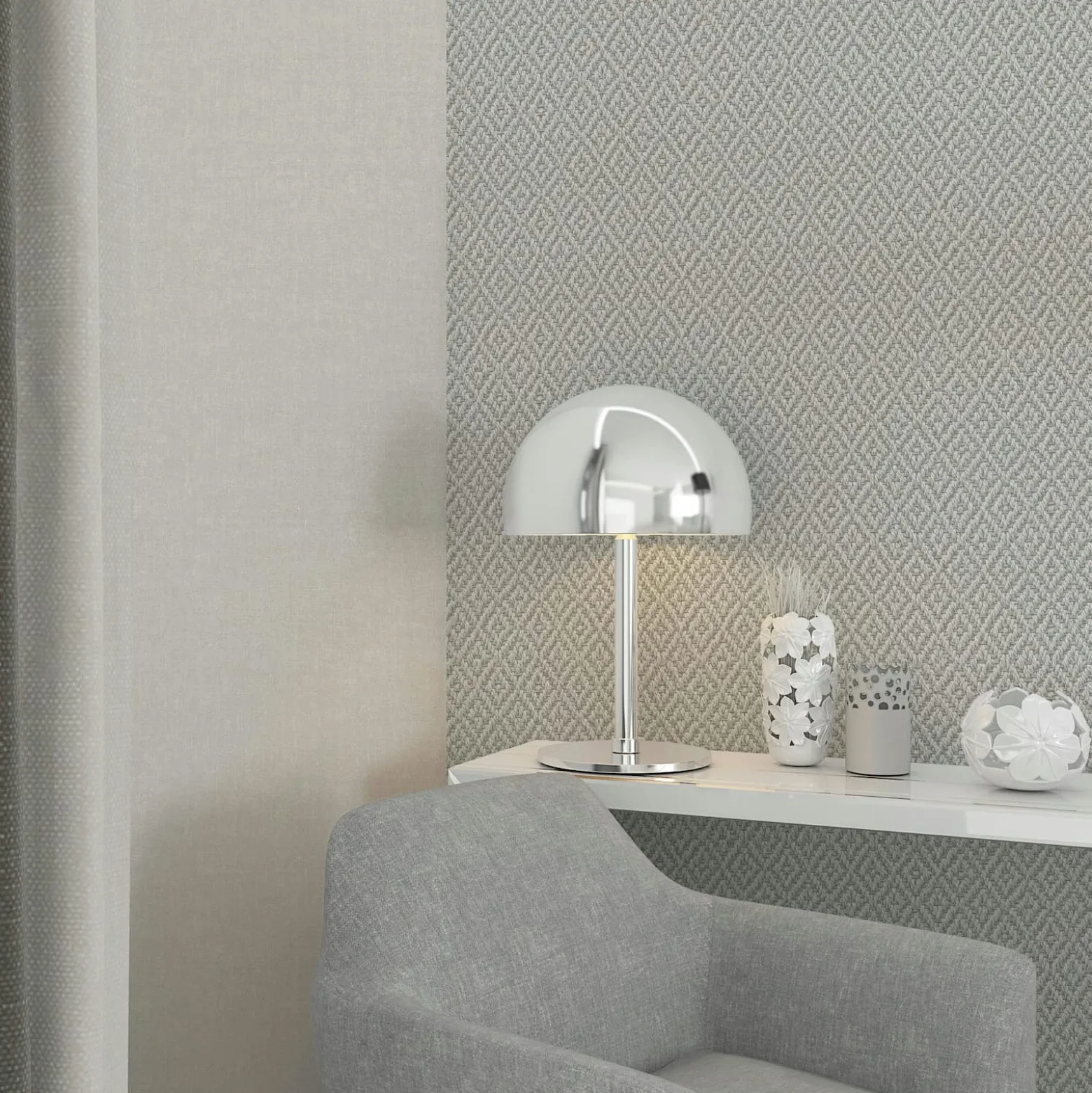 Vliestapete Rauten Sisaloptik 3D-Effekt Hellgrau 45747