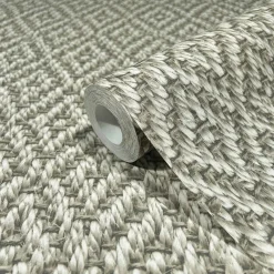 Vliestapete Rauten Sisaloptik 3D-Effekt Beige Grau 45744