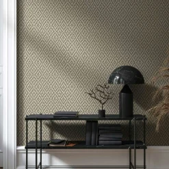 Vliestapete Rauten Sisaloptik 3D-Effekt Beige Grau 45744