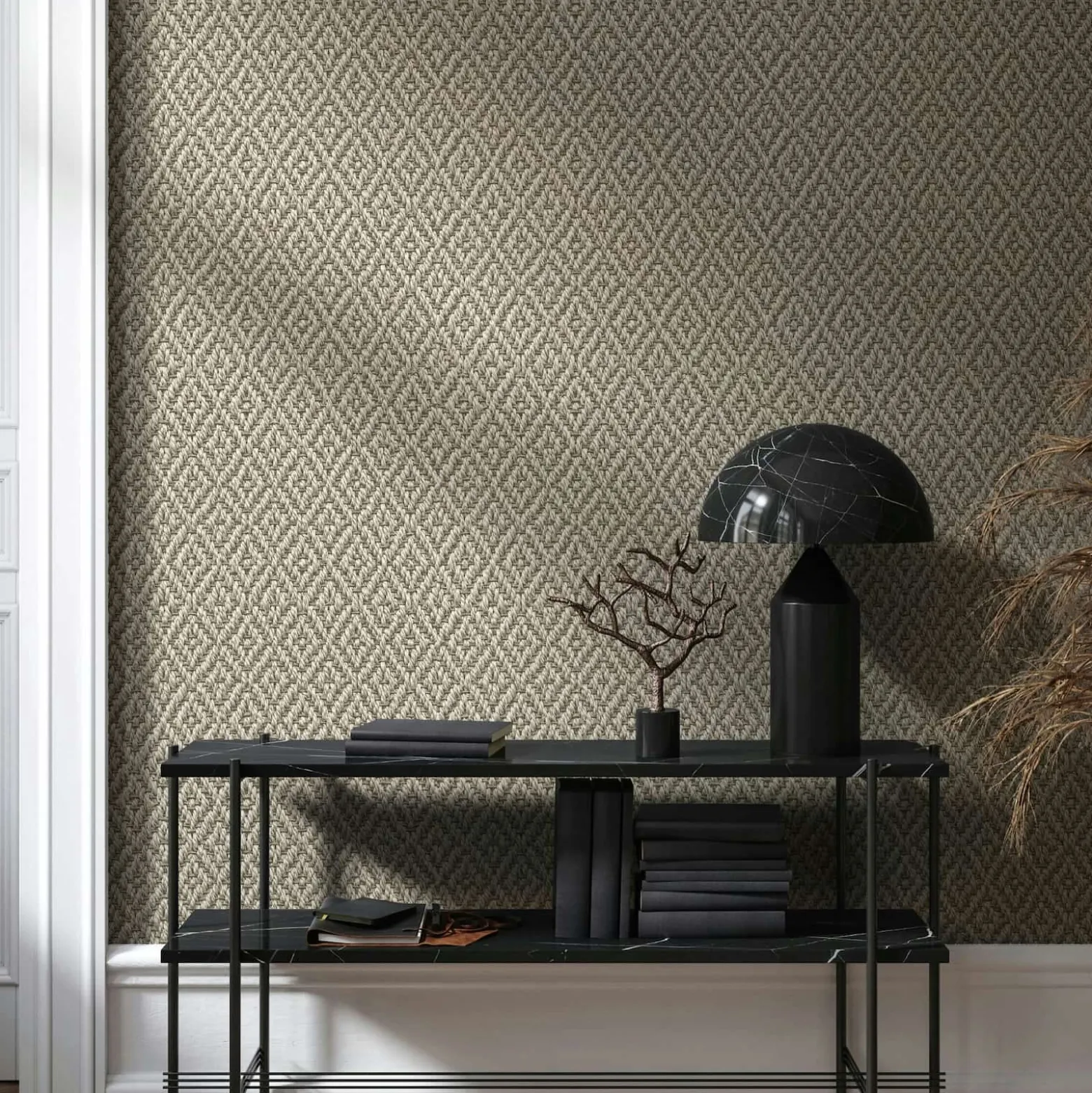 Vliestapete Rauten Sisaloptik 3D-Effekt Beige Grau 45744
