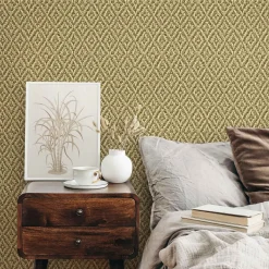 Vliestapete Rauten Sisaloptik 3D-Effekt Beige 45745