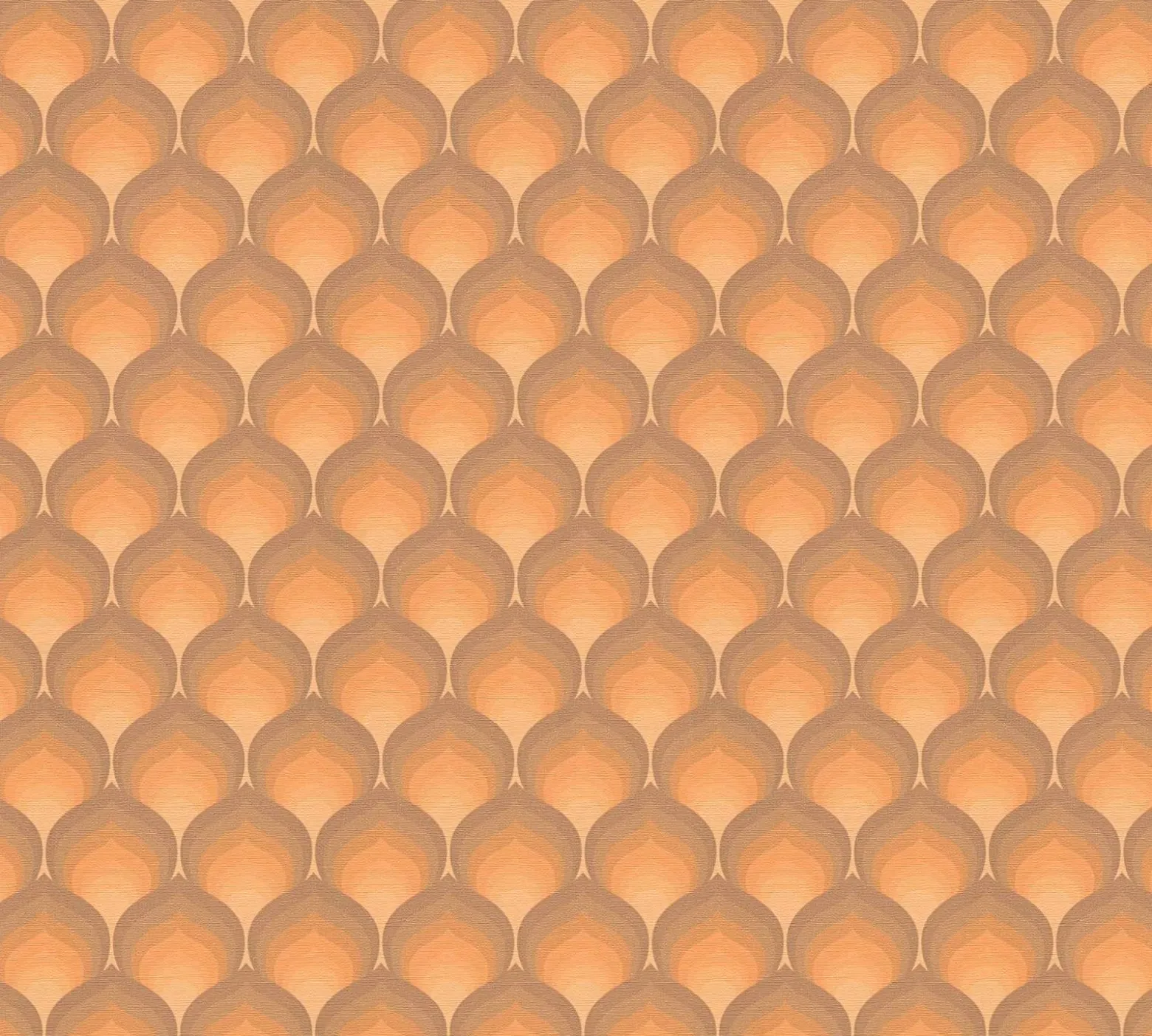 Vliestapete Retro Fächer Grafik Braun Orange 39538-4