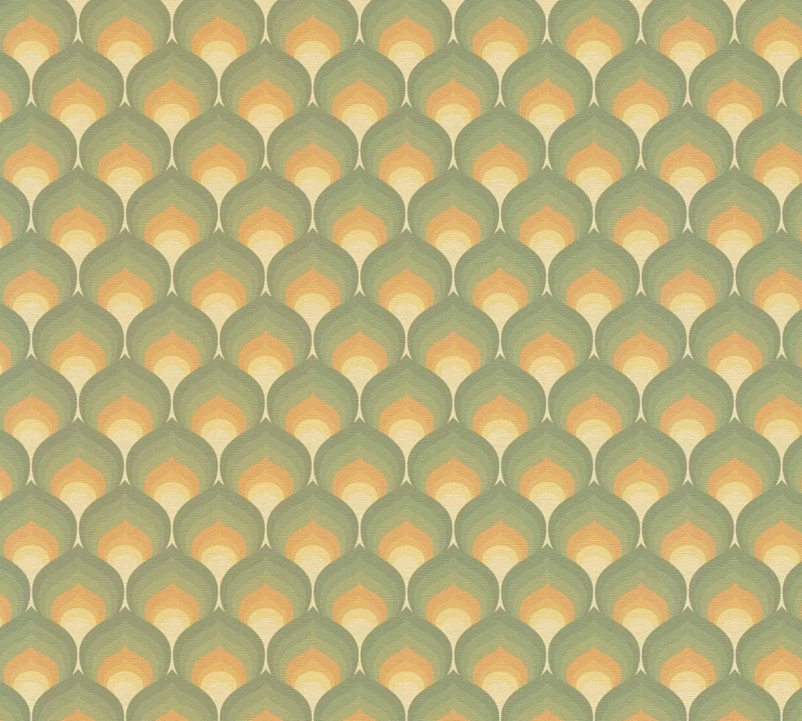 Vliestapete Retro Fächer Grafik Grün Orange39538-1