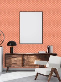 Vliestapete Retro Fächer Grafik Rot Orange 39538-5