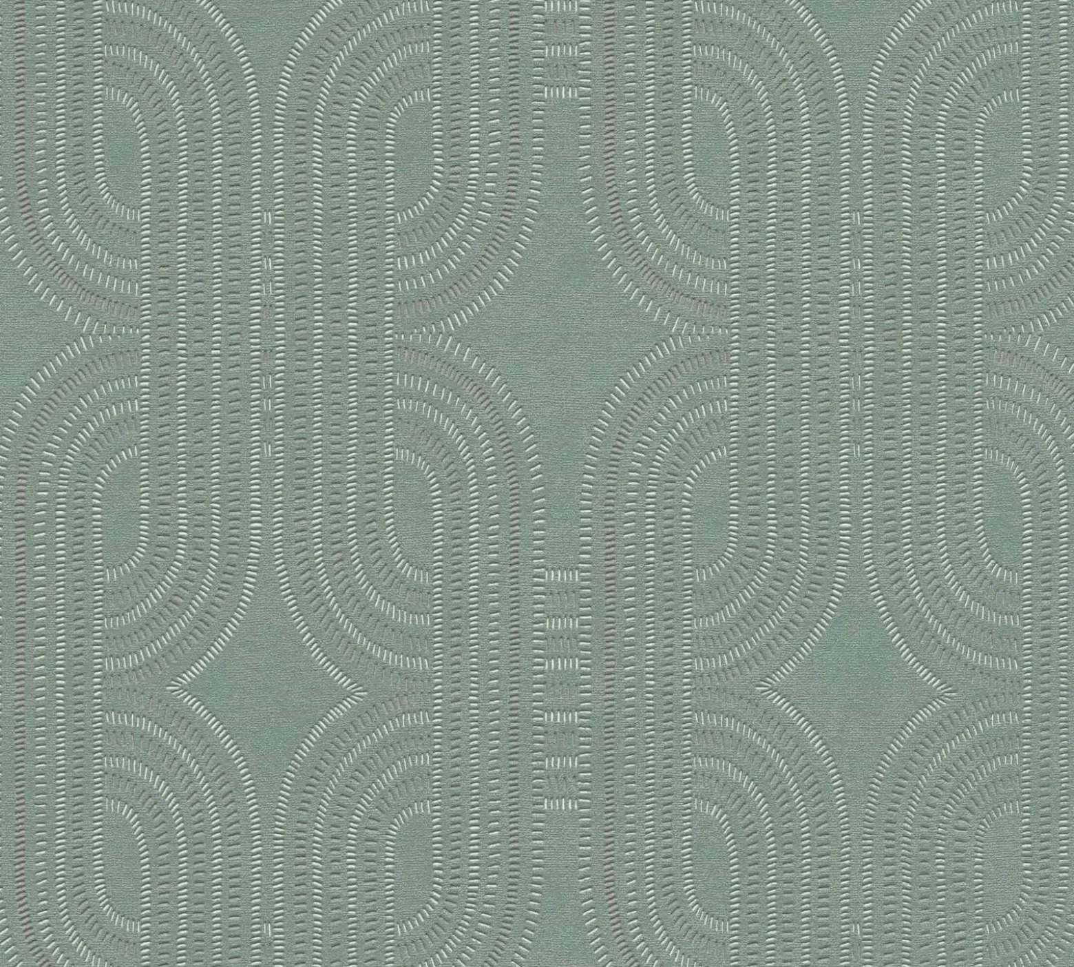Vliestapete Retro Grafik Grün Weiß Gold Metallic 39937-5