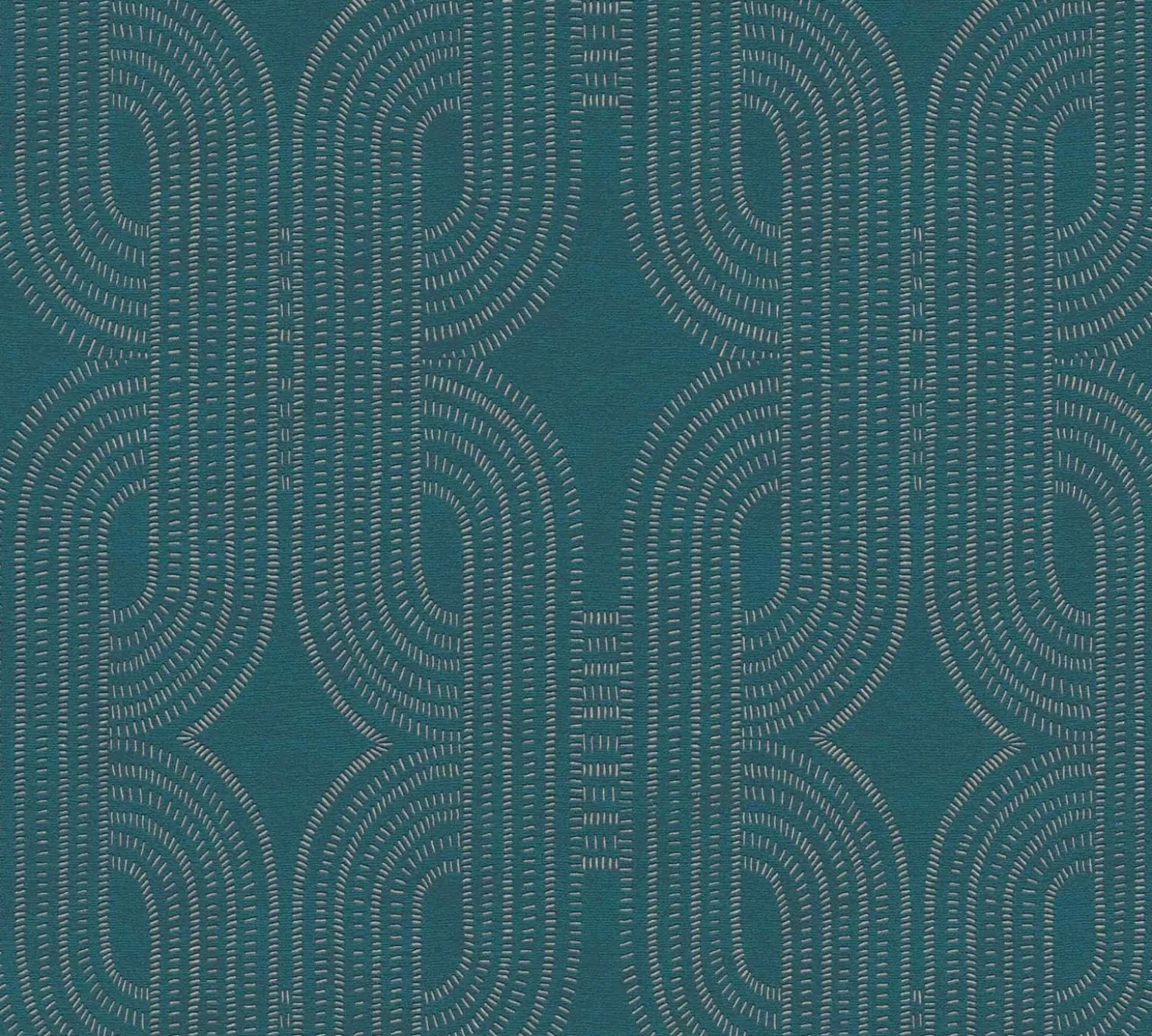 Vliestapete Retro Grafik Petrol Gold Metallic 39937-3