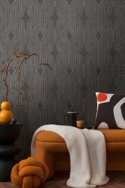 Vliestapete Retro Schwarz Gold Silber Metallic 39937-4