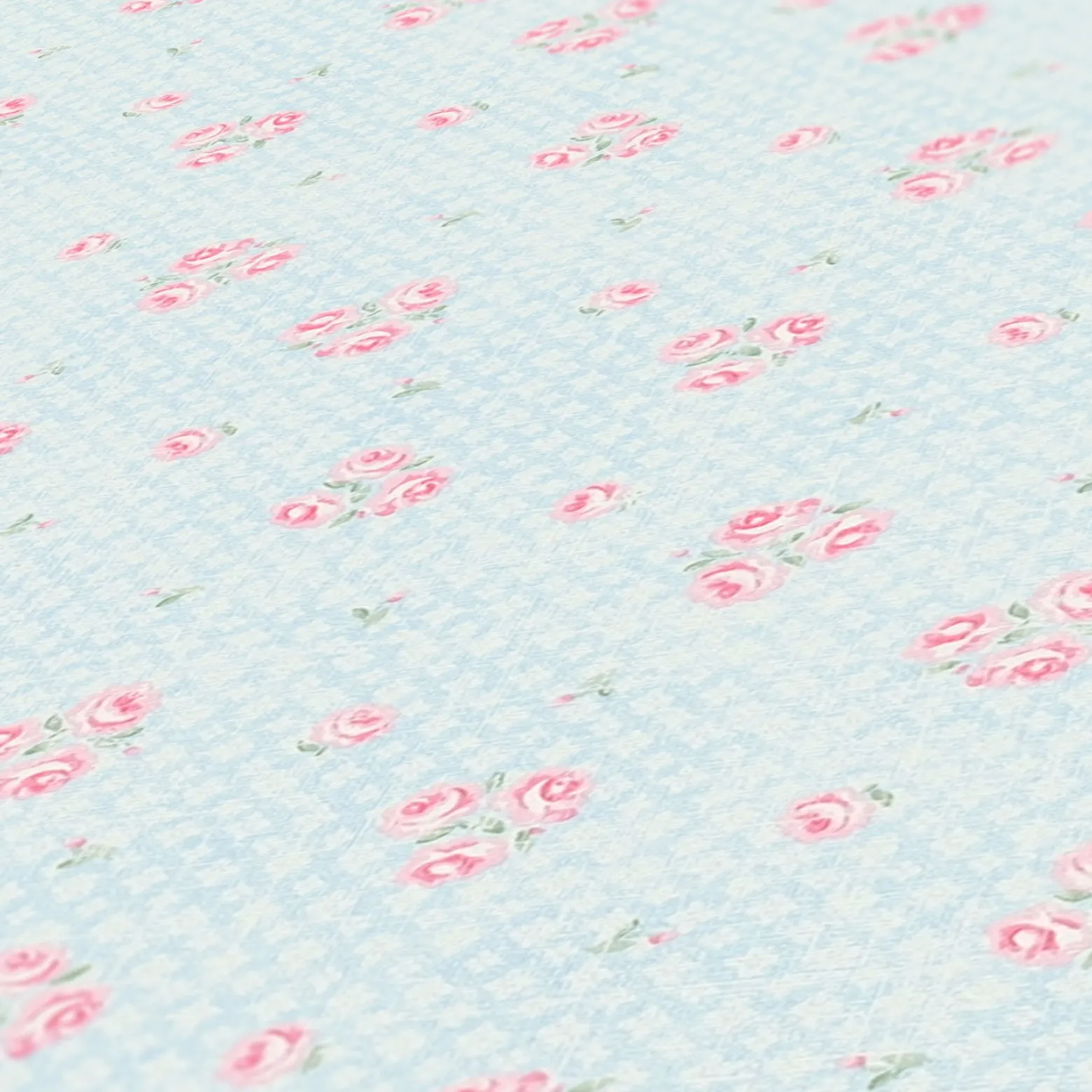 Vliestapete Rosen Landhausstil Blau Rosa Weiß 39067-1