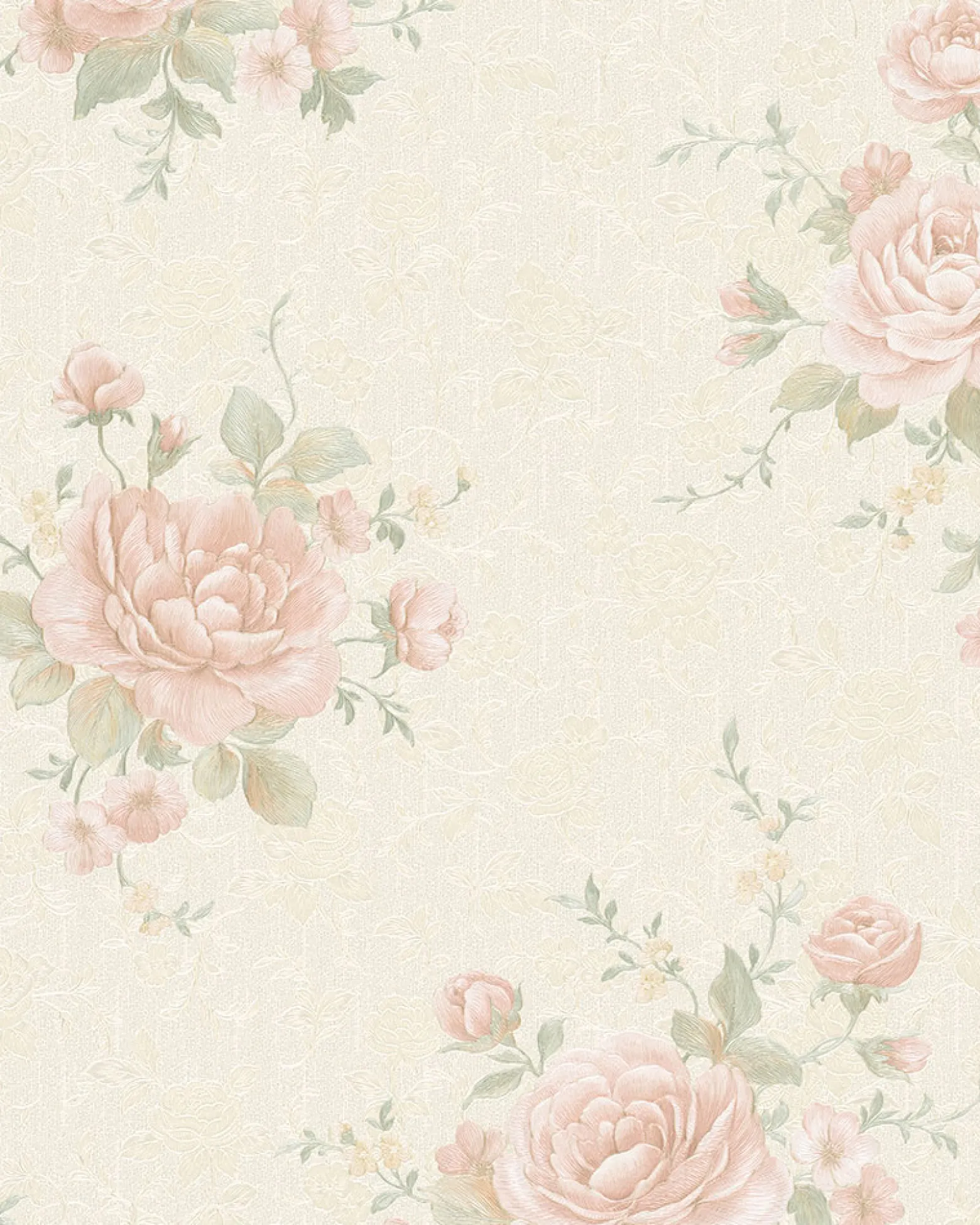 Vliestapete Rosen Vintage cremebeige rosa Glanz 30613