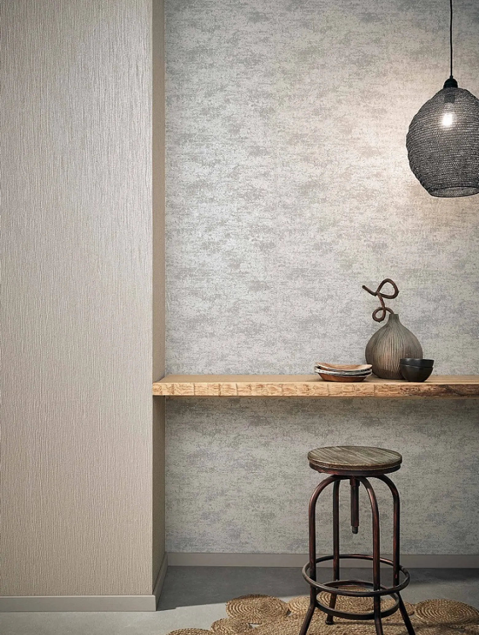 Vliestapete Sand-Struktur Streifen beige Glanz 32504