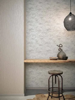 Vliestapete Sand-Struktur Uni grau Glanz 32508