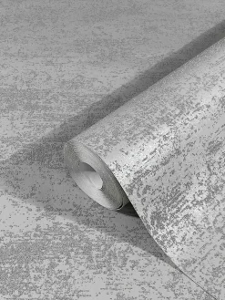 Vliestapete Sand-Struktur Uni grau Glanz 32508